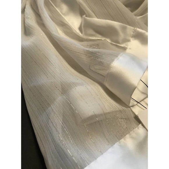 Calvin Klein Sheer & Satiny Scarf, Off-white metallic pinstripe, Rectangular - Picture 4 of 9